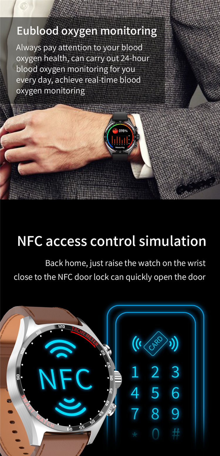 Eraysun Mens Smart Watches Hombre HD Display with Multiple Sports Healthy Monitoring Support NFC Digital Watches