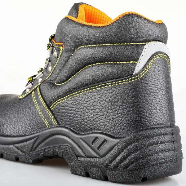 Steel Toe Genuine Leather Work Shoes Lightweight Steel Plate Safety Shoes Black