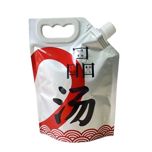 16 Ounce Soup Packaging Bags Soup Spout Pouch 500ml 1L 2L With Handle