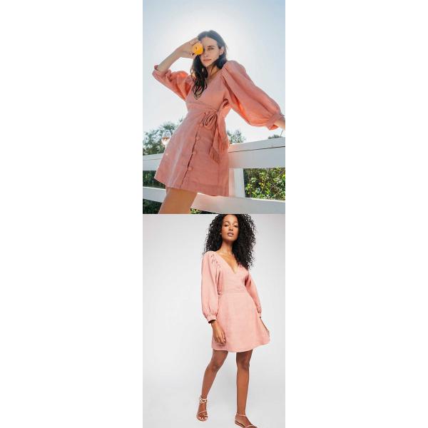 2018 Fall V Neckline With Button Front And Puff Sleeve Mini Women Dress Cheap
