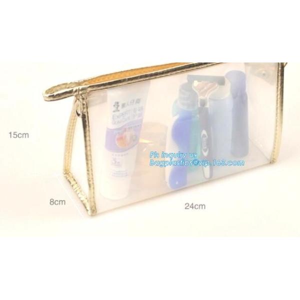 makeup cosmetic bag beauty flat pouch, bag clear vinyl pvc packaging bag with slider zipper, vinyl slider zipper bag,zip