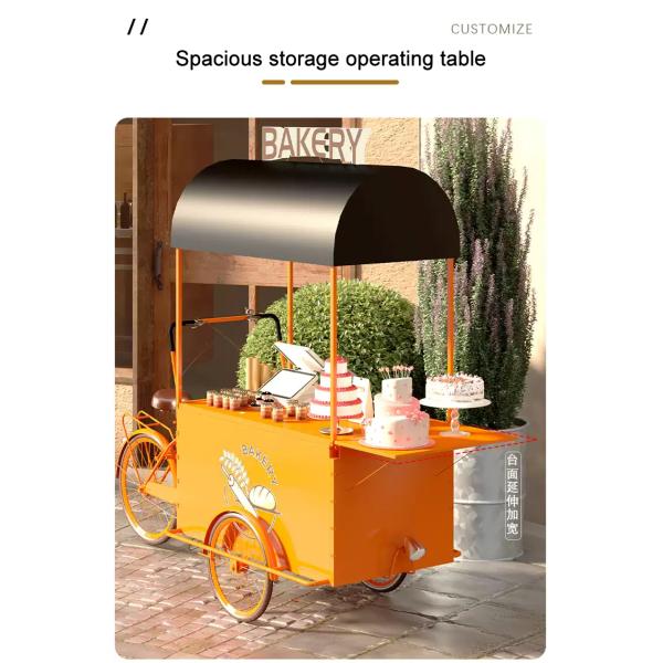 Mobile Electric Bicycle for Fast Food Portable Coffee Bike Flower Snack Selling Cart