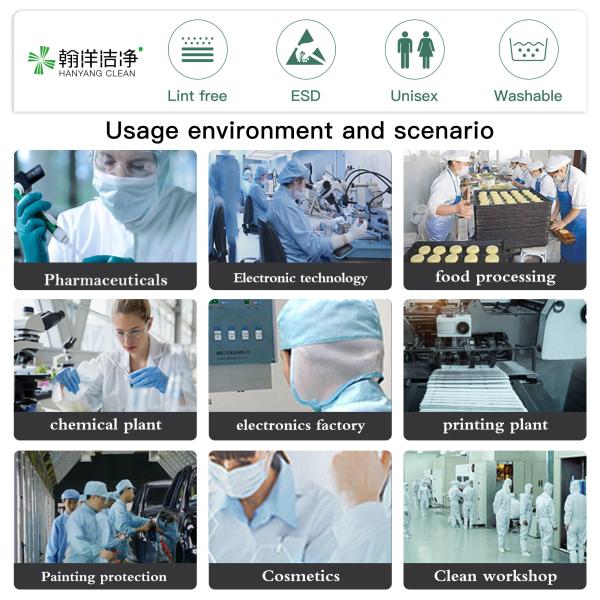 HANYANG CLEAN ESD Vêtements de travail 10e6-10e9 Ω Anti statique Unisexe lavable