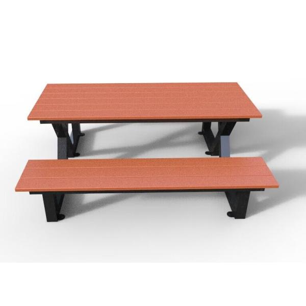 Современный столовой набор, деревянные металлические пикники и скамейки.