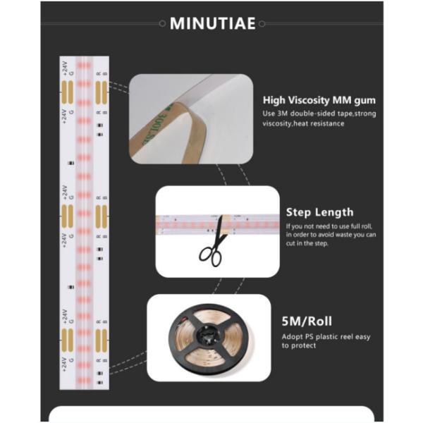 15W 840LEDs DC24V RGB COB Strip Tape Light Decoration aluminum tube For Shopping Mall Bedroom WIFI Remote Control