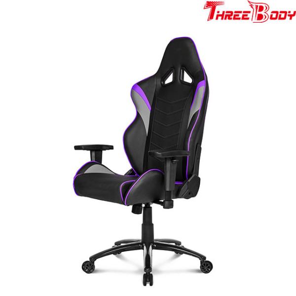 360 Degree Swivel Black And Purple Gaming Chair , Mobile Comfortable Gaming Chair