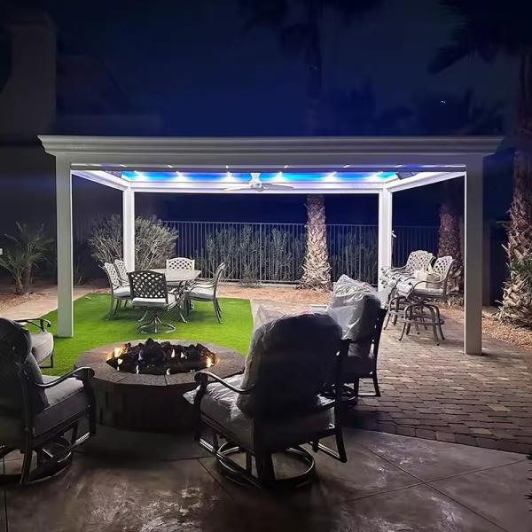 Easy To Install Weather Resistant Aluminum Gazebo Made in with Retractable Canopy