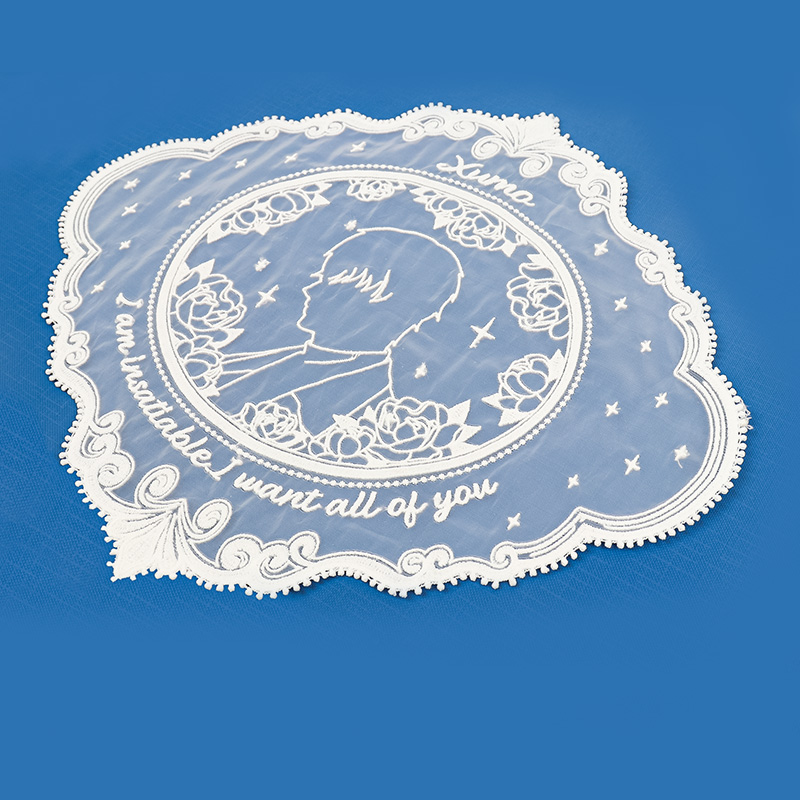 Water Soluble Embroidered White Embroidered Patch Round Square Mat Clothes Decoration Coffee Coaster