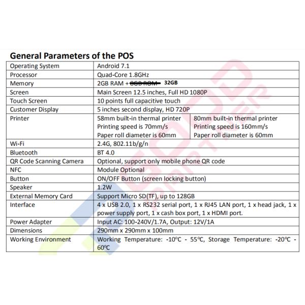 All In One Pos System Desktop Machine with Touch Screen and Built-in 80mm Thermal Printer