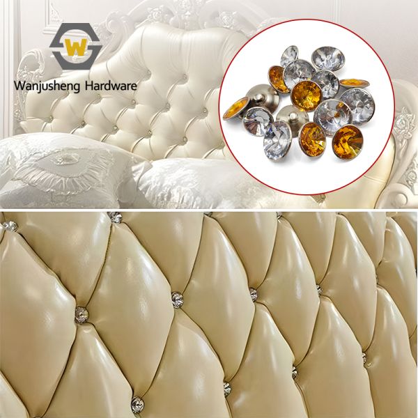 Gem Flower Upholstered Crystal Buttons Sofa Crystal Button Tufted Buttons Background Wall Decorative Crystal Drill Buttons