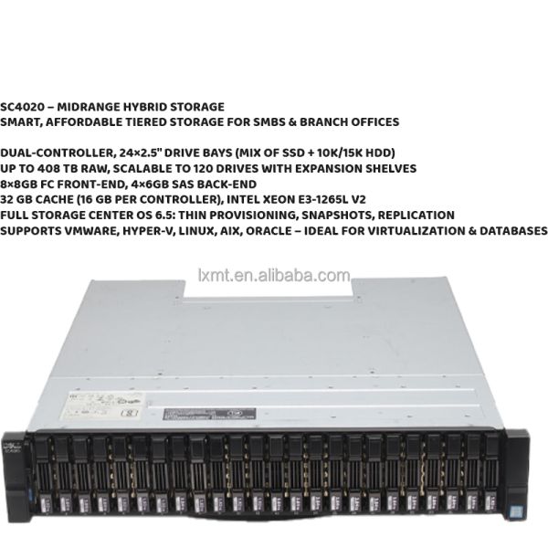 Dell Compellent SC4020 FC Rack Storage Server Dual Controller 24x2.5