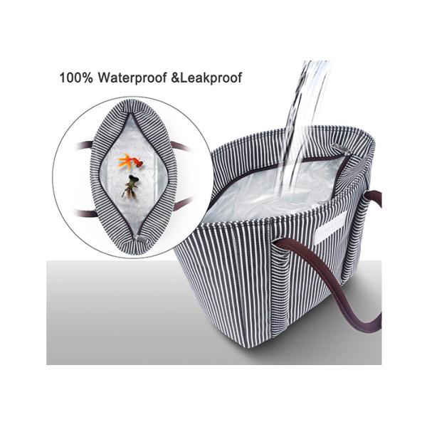 Oxford Cloth Large Insulated Tote Striped Thermal Tote Bag Waterproof