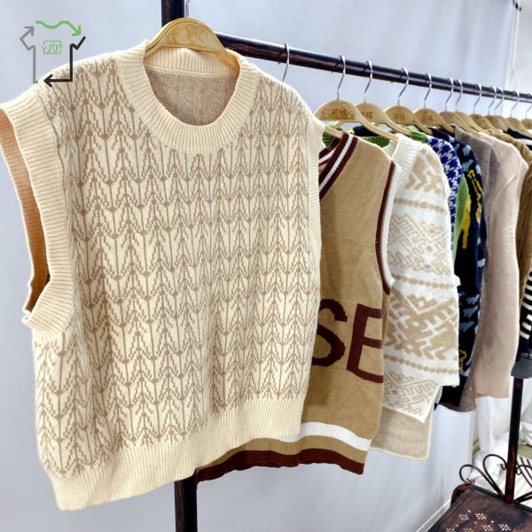 90% Clean Used Winter Clothes Women's Old Sweater Vest V Neck Bulk Ukay Bales