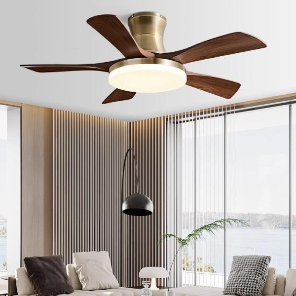 Manufacturer Vintage Solid Wooden Blade Ceiling Fan 40 Inch Chinese Style Intelligent Fan Light