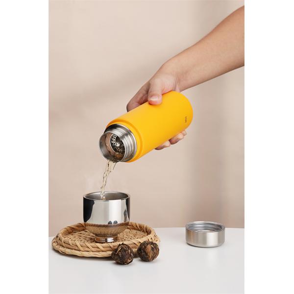 Travel 304SUS Stewing Double Wall Glass Tea Infuser Yellow