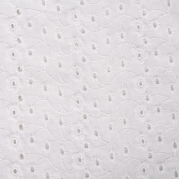 Luxury White Cotton Embroidery Fabric For Beautiful Dress