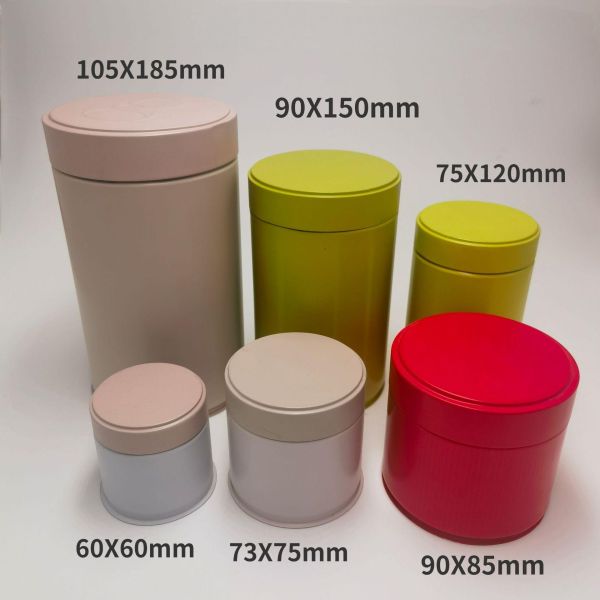 Matte Silver Tea Tin Cans Inward Lid 50x38mm 60x68mm Metal Container Candle Powder Pill