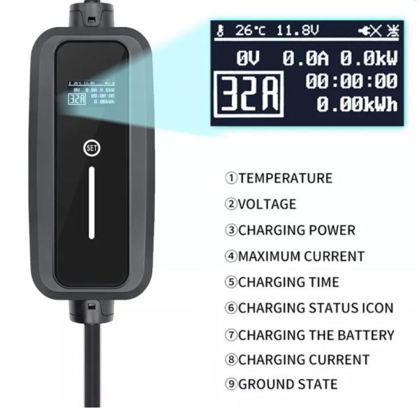 3.5kw 7kw 8.8kw 40A Tesla Ev Carregador AV Carregador de Carro Elétrico Móvel Portátil