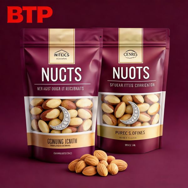 Custom Printed Durable Food-Grade Side Gusset bag Nut Heat Moistureproof Resealable for Mixed Single Nuts Retail Holiday Gifting