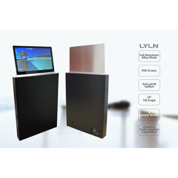 Brushed Aluminum Motorized Retractable Monitor For Video Conference Room
