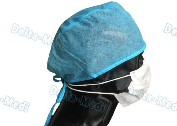 Blue PP Handmade Disposable Surgical Caps , Medical Doctor Scrub Caps 15 - 35gsm