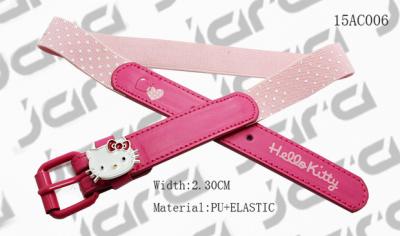 2.5cm Width Hello Kitty Kids Elastic Belts Silk Printing And Metal Logo On The Loop