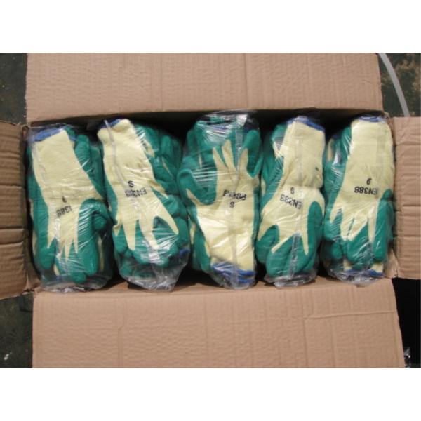 Working Latex Safety Gloves / Cotton Interlock Liner Crinkle Latex Gloves