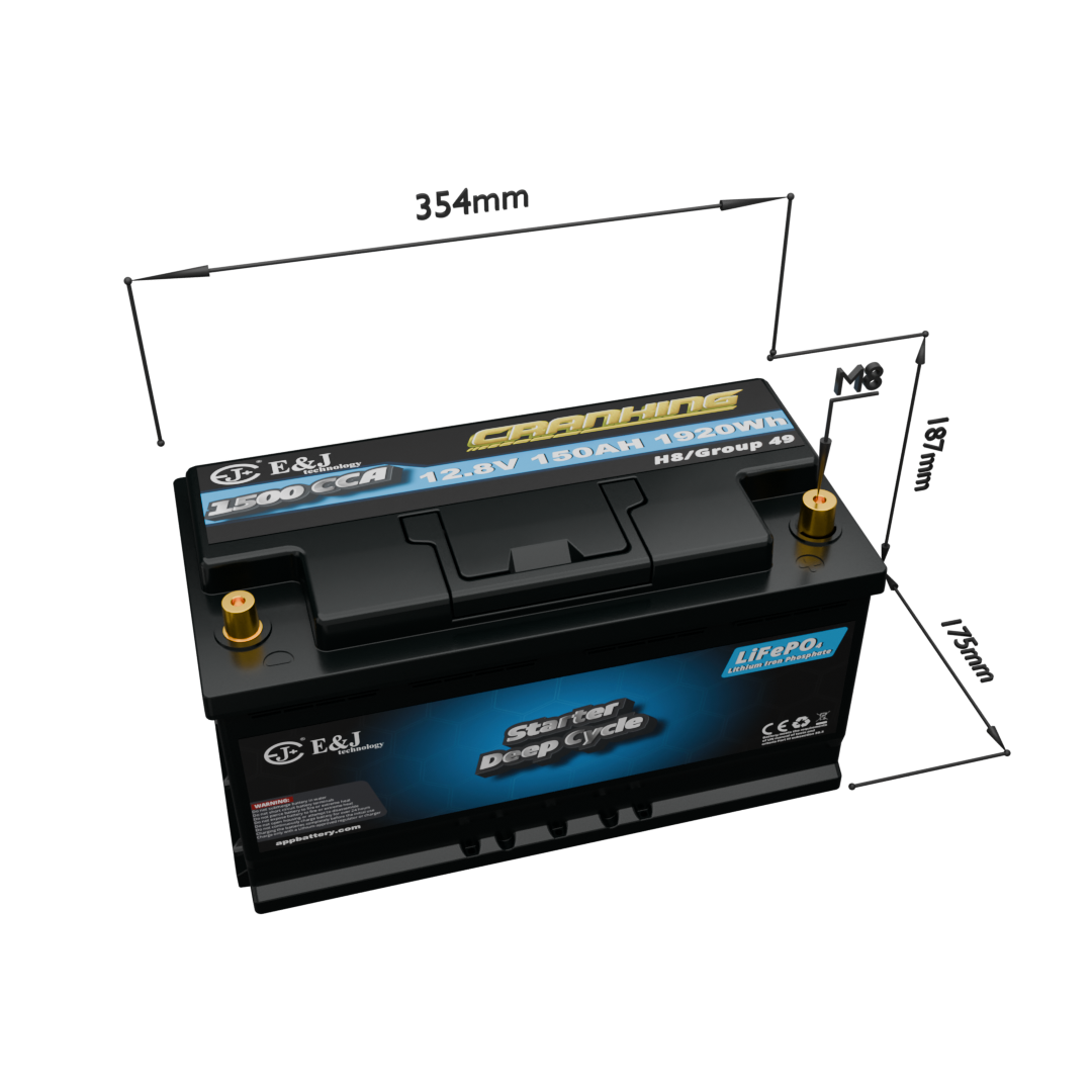 H8 Group 49 12V 150Ah 1500CCA Car Liquid Start Battery Pack Lifepo4 4000 Cycles Mercedes