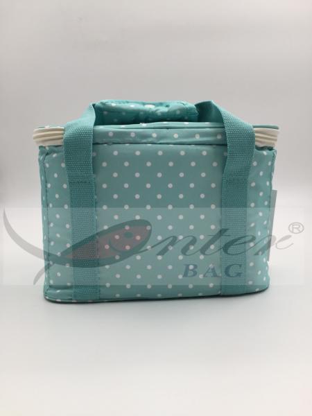 White Dots Insulated Lunch Tote / Personalized Neoprene Lunch Bags For Women