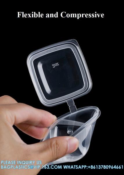 Factory Direct Sale Disposable Plastic Food Transparent Sauce Cup Cover Takeaway Food Square Sauce Container