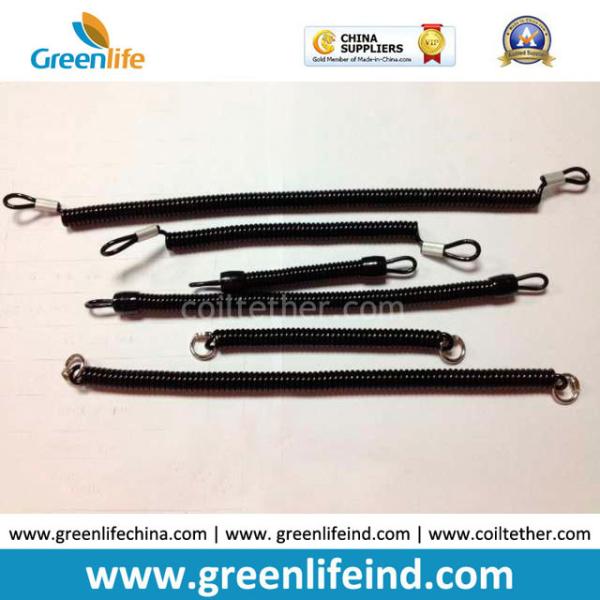Protection Tool Coil Leash Holder Rope Black Different Ring/Eyelet Ends
