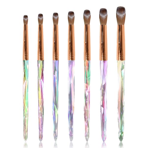 Kolinsky Hair Manicure Nail Brush Bling Acrylic Marble Handle Oval