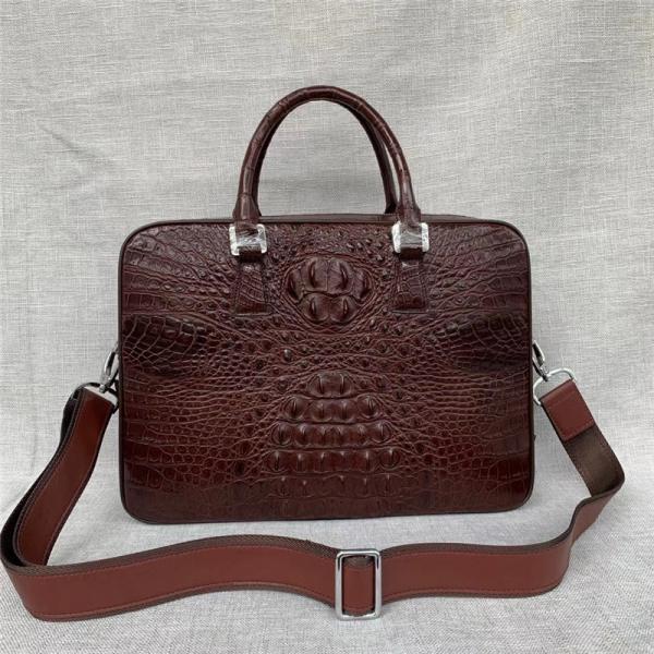 Exotic Real Crocodile Skin Zipper Closure Businessmen Laptop Briefcase Shoulder Bag Genuine Alligator Leather Male Purse
