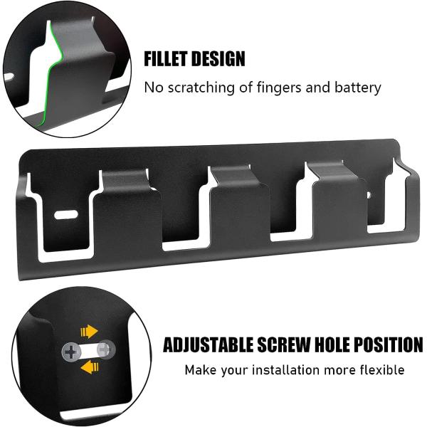 Складка батареи из кованого железа 18В Батарейный держатель Монтаж стеновой стойки с 4 слота 30CM Morden