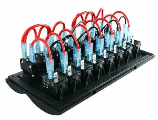 Marine Boat Splashproof Switch Panel 8 Gang With Led Indicator Rocker Auto Fuses