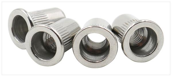 Stainless Steel Flat Head Ribbed Rivet Nuts , Grade 4.8 Grade 12.9 Knurled Rivet Nut