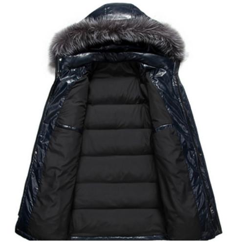 Cool Winters Hooded Anorak Jacket With Fur Hood , Mens Padded Leather Jacket