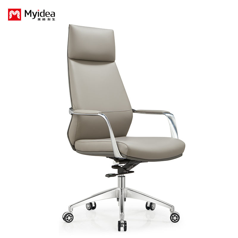High-Back Executive Swivel Chair, Soft Durable Leather, Gas Lift Height Adjustment & Multi-Angle Tilt Lock for Office Use