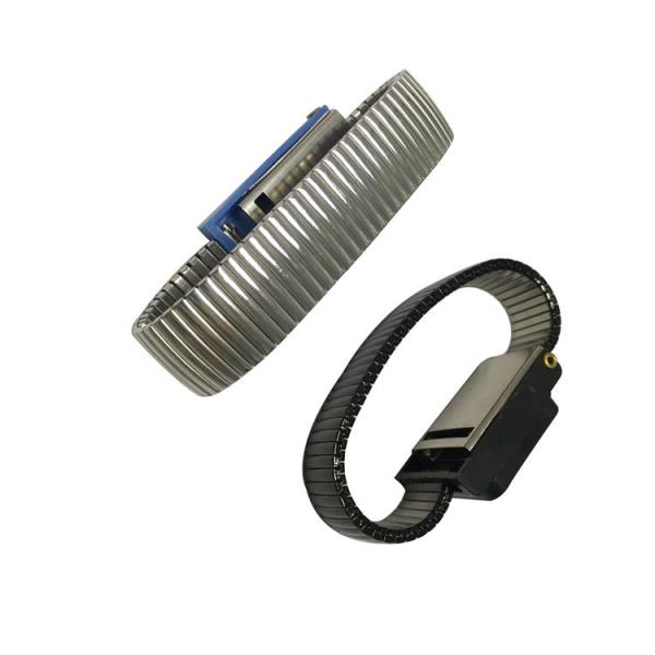 1 banda de muñeca antiestática sin cuerda del metal azul negro de plata seguro de Meg Ohm Resistor ESD