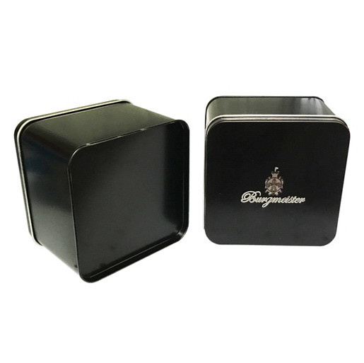 Empty Square Watch Tin Box With Embossing Logo Lid For Premium Gift Packaging ISO SMETA