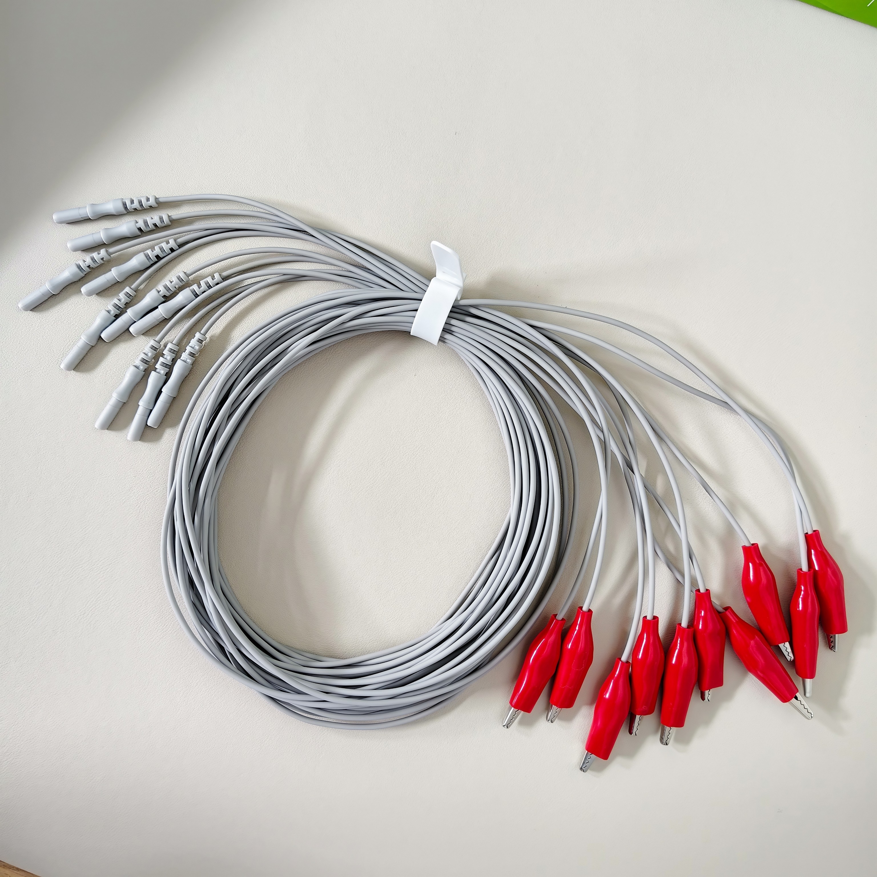 EEG Lead Wires 1.5mm Touch-Proof DIN Connector – Replacement Alligator Clip Electrodes Compatible with Nihon Kohden, Nicolet, Nation EEG Machines (10/30 Pcs)
