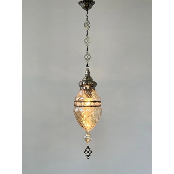 Light brown handmade glass Pendant lamp Moroccan bedroom bedside chandelier (WH-DC-76)