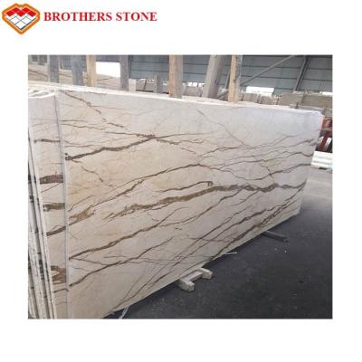 Sofitel Gold Beige Marble Slab , Marble Floor Tiles With Smooth Looking