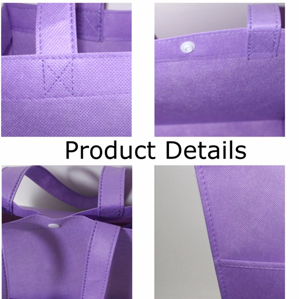 Foldable Custom Tote Bags / Purple Non - woven Cloth Plain Shopping Bags