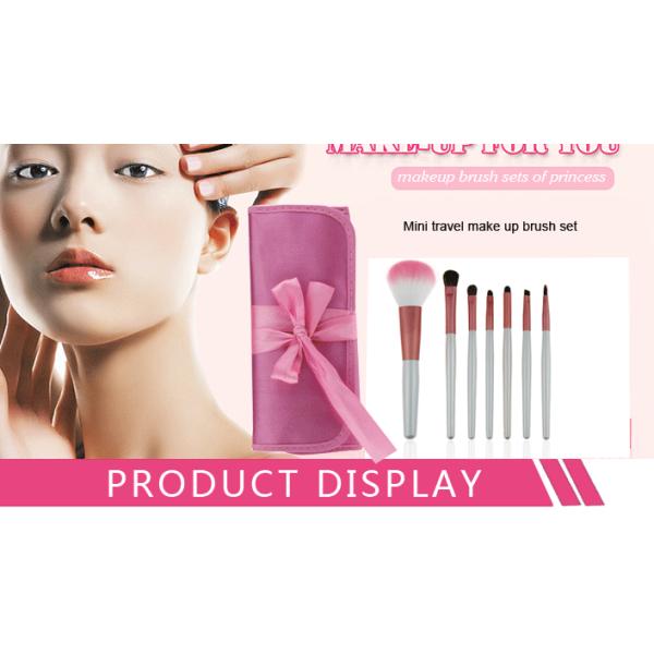 Round Travel Makeup Brush Set Pink Makeup Brushes Kit With White handle