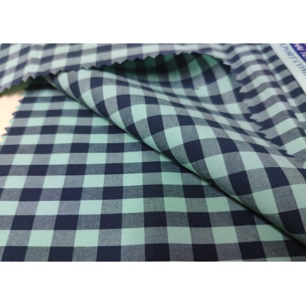 110GSM Blue Cotton Check Fabric Chlorine Bleaching Resistant No Extreme Smell