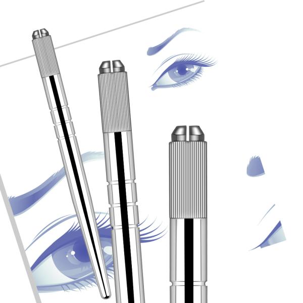 Microblading Hairstroking Manual Tattoo Pen Silver EO Sterilized