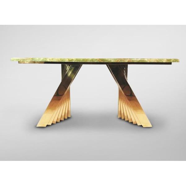 Premium Hotel Restaurant Furniture Modern Art Natural Marble Metal Base Dining Table
