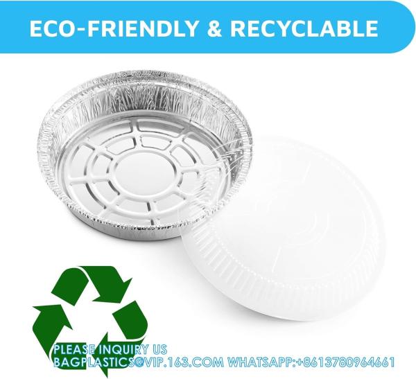 10'' Inch Round Tin Foil Pans Disposable Aluminum, Extra Deep Freezer & Oven Safe - For Baking, Cooking, Storage