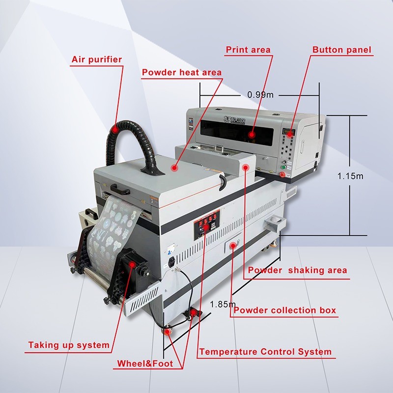 A3 PET Film with xp600 Print Head Fabric T-Shirt Printing Machine 1.85*0.99*1.15